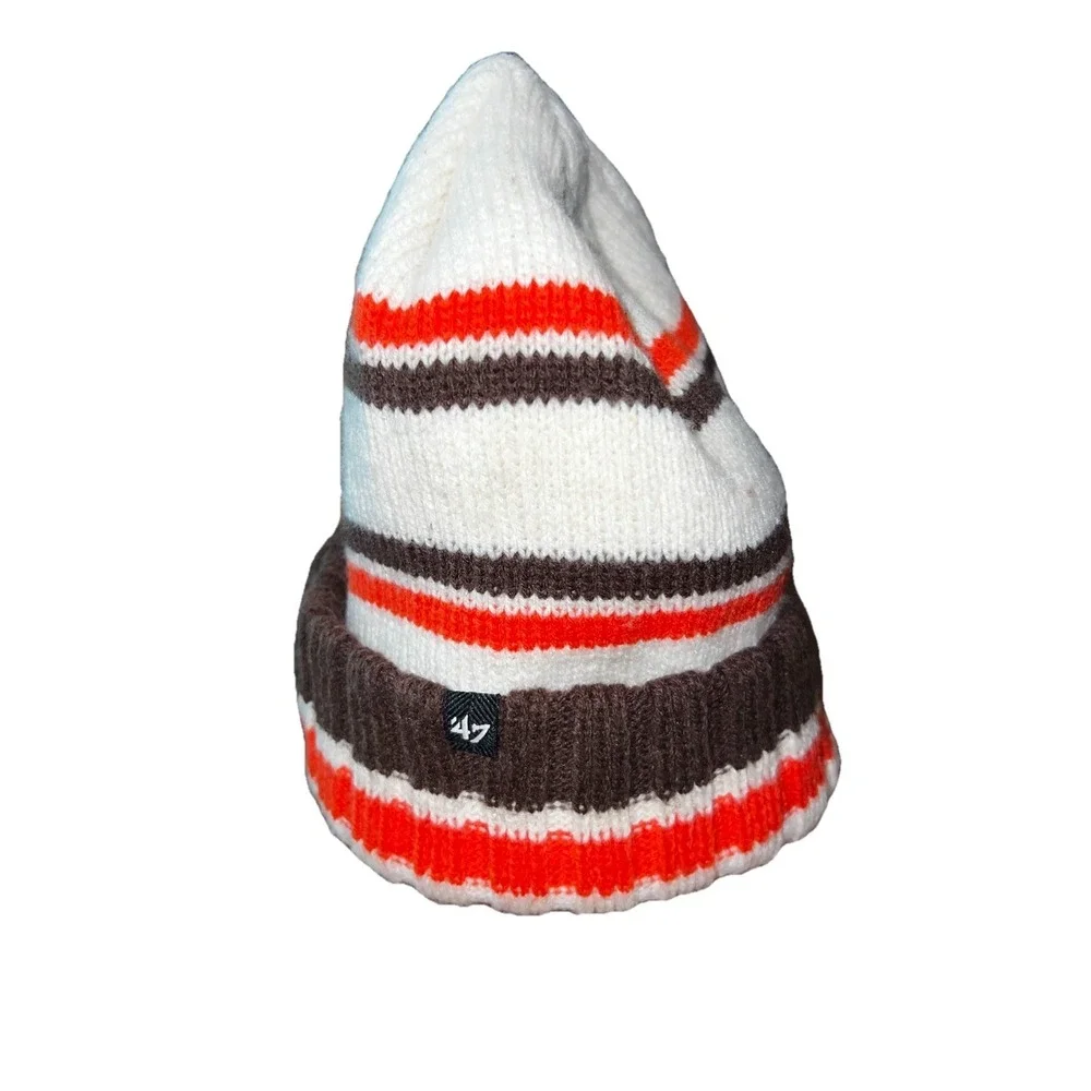 Cleveland‎ Browns Youth 47 Brand Brownie Elf Striped Cuffed Knit Beanie Hat